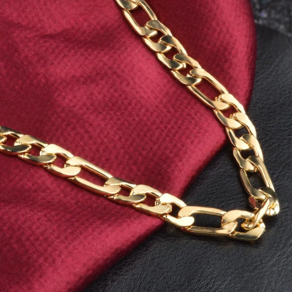 20 Inch Figaro Necklace 8mm Wide 18K Yellow Gold - Picture 7 of 9